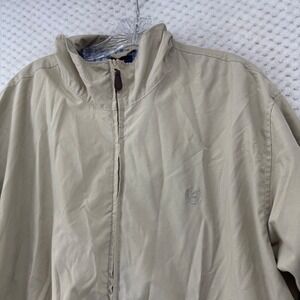 Chaps EST 1978 Mens Beige Full Zip Mock Neck Lined Jacket Coat‎ Dadcore Chore L